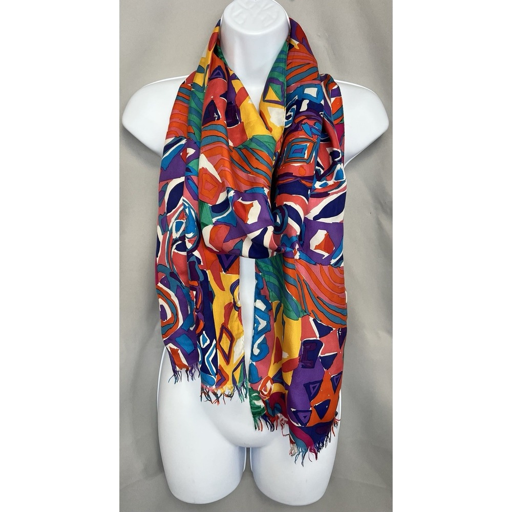 Vintage‎ Scarf Design By Express Silk Measuring 82"x 10"  Y2K Art